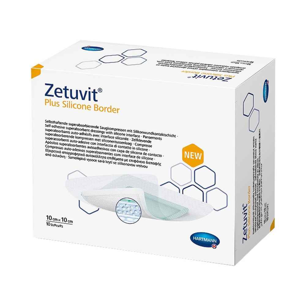 Επιθέματα κατακλίσεων αυτοκόλλητα Hartmann Zetuvit Plus Silicone Border 10x10 cm | Συσκευασία 10 τεμ. Επιθέματα κατακλίσεων H...