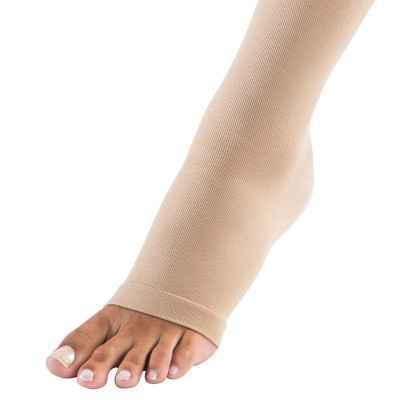 Αριστερή κάλτσα ριζομηρίου με ζώνη Sigvaris Cotton 1 Κλάση 1 Μπεζ με Ανοιχτά δάκτυλα | Μήκος Long Κάλτσες ριζομηρίου