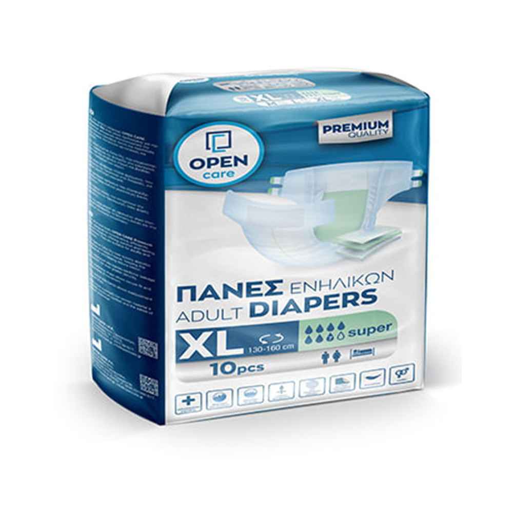 Πάνες ακράτειας ενηλίκων Open Care Ημέρας No4 XLarge 10τμχ. Πάνες ακράτειας με αυτοκόλλητο
