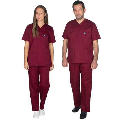 Set Ιατρική στολή Νοσηλευτών & γιατρών Alezi Unisex | Μπορντό Στολές Ιατρών / Νοσηλευτών Unisex