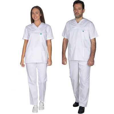 Σετ στολή Λευκή Νοσηλευτικής Alezi Unisex Στολές Ιατρών / Νοσηλευτών Unisex
