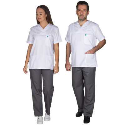 Σετ Ιατρική - Νοσοκομειακή στολή Alezi Unisex | Γκρι - Λευκό Στολές Ιατρών / Νοσηλευτών Unisex