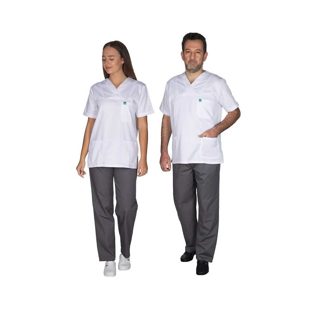 Σετ Ιατρική - Νοσοκομειακή στολή Alezi Unisex | Γκρι - Λευκό Στολές Ιατρών / Νοσηλευτών Unisex