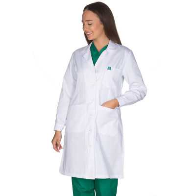 Ιατρική ποδιά γυναικεία λευκή Alezi | Μακρύ μανίκι Ιατρικές ποδιές