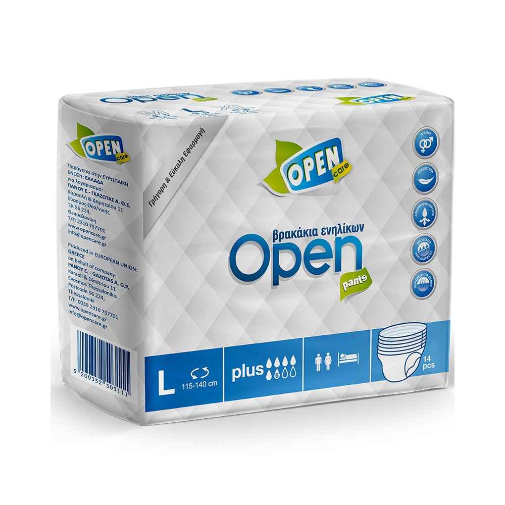 Βρακάκι ακράτειας ενηλίκων Open Care Large 14τμχ. Πάνες βρακάκι ακράτειας