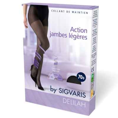 Καλσόν συμπίεσης 12-15 mmHg Sigvaris Delilah 70 DEN για πρόληψη φλεβίτιδας Μαύρο Καλσόν φλεβίτιδας