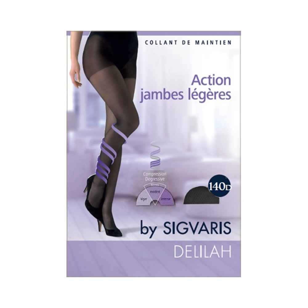 Καλσόν συμπίεσης 12-18 mmHg Sigvaris Delilah 140 DEN για πρόληψη φλεβίτιδας Μαύρο Καλσόν φλεβίτιδας