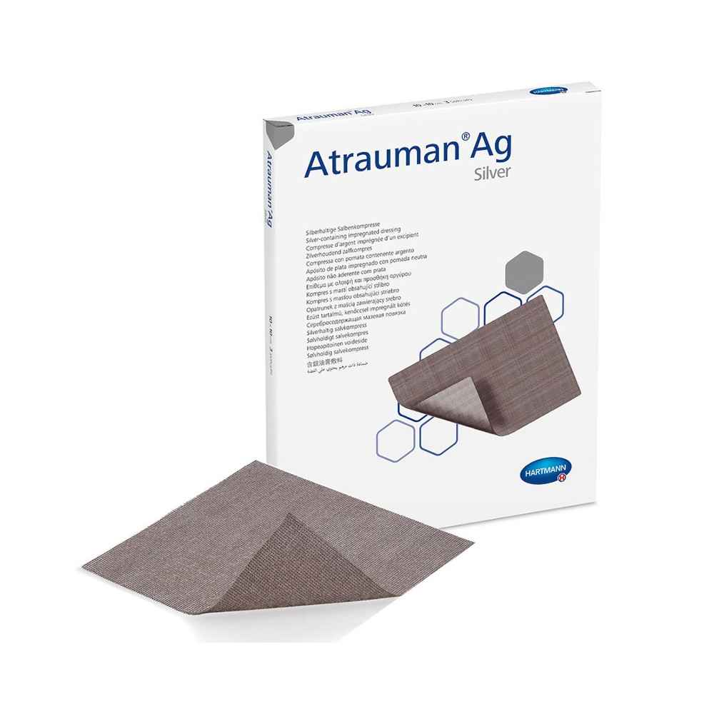 Επιθέματα αργύρου Atrauman Ag 10x10 cm συσκευασία 10 τεμ. Επιθέματα κατακλίσεων με άργυρο Hartmann Atrauman Ag
